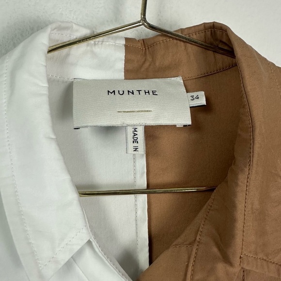 Munthe Tadum Brown/White Button Down Top Size 34 - Picture 5 of 7